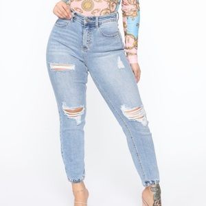 Fashion Nova Light Blue Jean Jogger